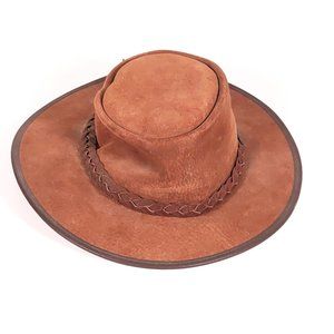 Barmah Unisex  Australian Canvas Drover Hat Suede /Leather Medium